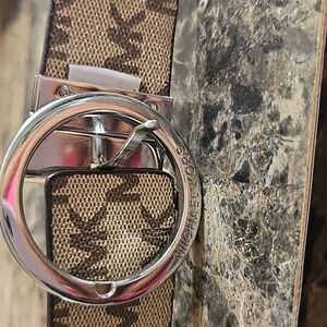 Michael Kors Women's Brown Belt with Silver Buckle